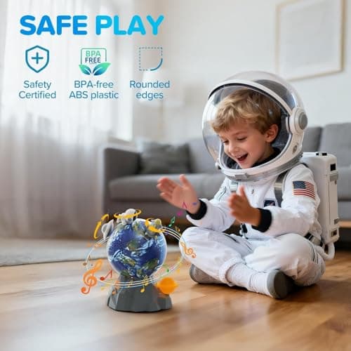 Magnetic Musical Rotating Ball,Space Toys for Kids 3 4 5 6 7 8 9 10 Year Old Boys Girls Sensory Toys for Toddlers Birthday Gifts Educational STEM Toy Playset with Astronauts Rocket Spacecraft Planet view 4