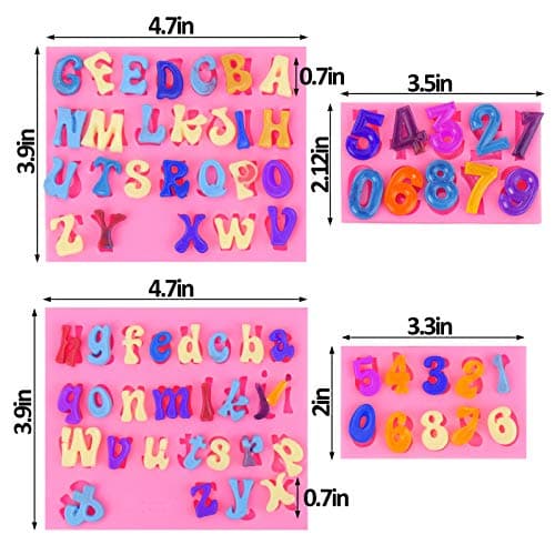 Mity rain 4pcs Letter Molds for Chocolate Covered Strawberries, Silicone Uppercase Lowercase Alphabet Number Fondant Mold for Making Candy, Gummy, Biscuit, Ice Cube Tray, Cake Decorations view 3