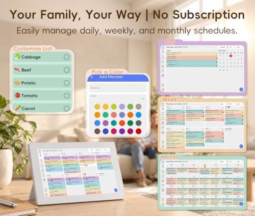 Digital Calendar, 10.1-inch Smart Family Digital Wall Planner & Chore Chart | No Subscription Electronic Calendar for Family Schedules, Meal Planning & Task Rewards, Photo Frames Perfect Gifts for Mom & Women view 3