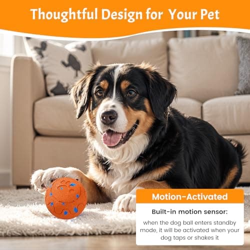 Fsitego Smart Interactive Dog Toy Ball – Automatic Moving, Bouncing & Rolling, 3 Modes, Chew-Proof E-TPU Shell, Waterproof, Rechargeable, for Medium and Large Dogs, Dark Red view 6
