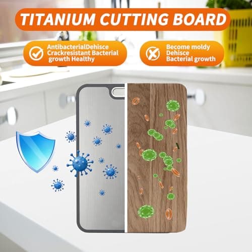 Cutting Board for Kitchen, Cutting Board Double Sided Food Grade, Pure Titanium and Wheat Straw PP Non-slip durable and easy to clean (Large) view 5
