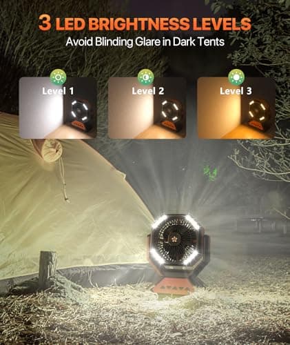 Rechargeable Fan Portable-Camping Fans for Tents, 20000mAh Battery Powered Fan Camping Lights with Remote Hook, 4 Timer/4 Speed,Oscillating 45°/90°, Suitable for Personal Office Desk Travel Beach BBQ view 3