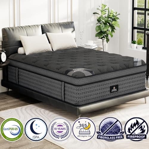 (High-End Upgraded) Luxury 18 Inch King Size Hybrid Mattress in a Box | with Gel Memory Foam & Pocket Springs, 7-Zone Support & Pressure Relief, Reinforced Edge Support, 365-Night Trial,Medium Firm view 6
