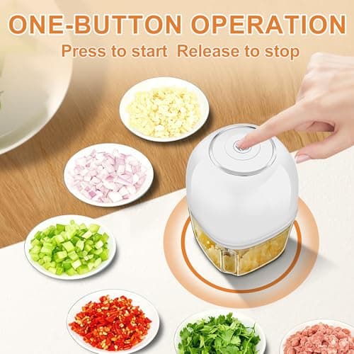 Electric Garlic Chopper, 1.8 Cup Mini Garlic Mincer Food Chopper Portable, Small Food Processor with USB Charging for Onion, Chili, Ginger, Veggie, Meat (450ML) view 5