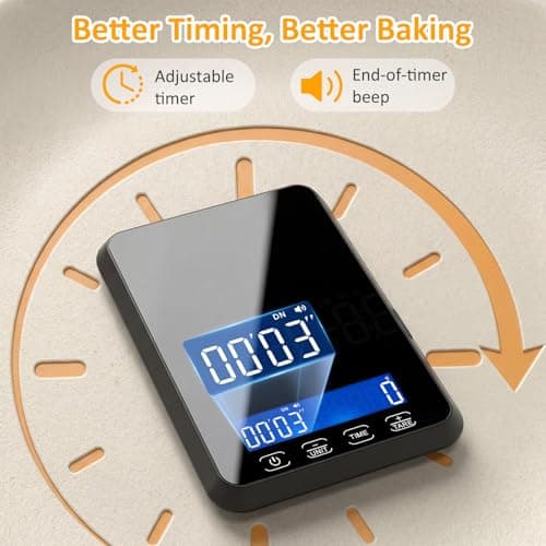 Letron Food Scale, 33 lb / 0.1 oz High Precision Kitchen Scale for Sourdough Bread, Built-in 7 Units, Timing & Tare Function, Rechargeable Digital Kitchen Scale for Food, Baking, Cooking view 4