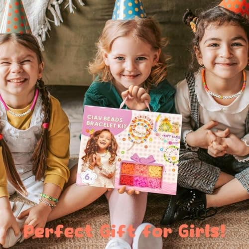 Sistenia Girls Gifts Bracelet Making Kit, 20 Colors Polymer Clay Beads with Charms Letter Beads Arts and Crafts Kit Jewelry Making Set Cute Stuff Birthday Gift Idea for Kids Ages 6-15 view 6
