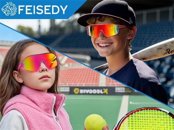 FEISEDY Unisex Youth Sunglasses, Teens Baseball Tennis Sunglasses, UV400 Sports Boys Girls Cycling Shades B4064 view 2