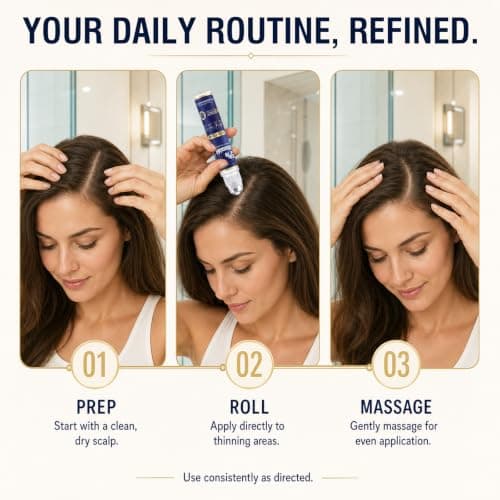 5% Minoxidil Hair Growth Serum Roll-On for Men & Women, Scalp Applicator for Hair Regrowth Treatment with Rosemary & Biotin, Fast-Absorb Herbal Blend, Non-Greasy, Easy Dosage Control, 3pack（2.6oz) view 4