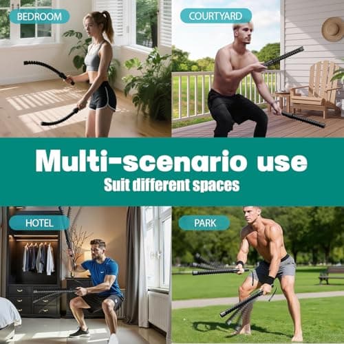 Ropeless Battle Ropes – Weighted Portable Workout Ropes for Home Gym, Cordless Jump/Arm Exerciser with Non-Slip Gloves & Training Poster – HIIT, Low-Impact Cardio & Strength/Muscle Training(2PCS) view 5