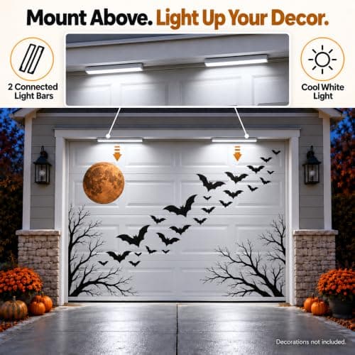 2-in-1 Garage Door Christmas Lights, LED Garage Door Lights for 7x8FT Christmas Covers, Plug-in Decorative Lighting, Easy Installation, Soft White Light for Magnets & Banners (Cover Not Included) view 6