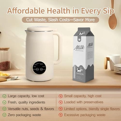 Dandoulai 8 in 1 Nut Milk Maker Machine, 40oz Homemade Almond, Soy, Oat, Coconut, Yogurt and Non Dairy Beverages, Automatic Soybean Blender Machine with Delay Setting, Keep Warm, Self-Cleaning view 6