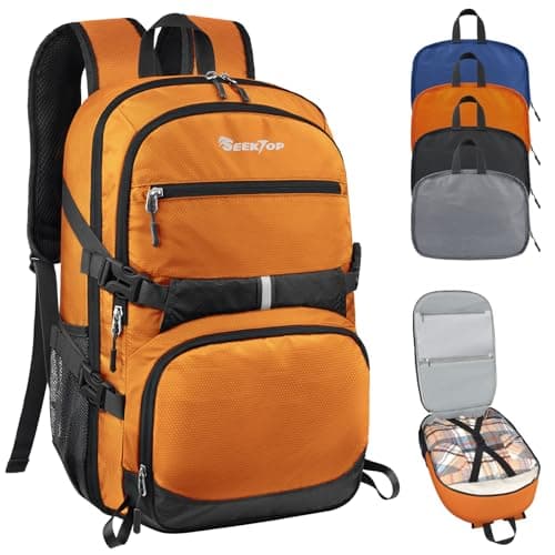 Seektop 40L Foldable Hiking Backpack for Women Men Lightweight Packable Travel Backpack Carry on Flight Approved for Outdoor Camping Sport Leisure (Orange) — image 1