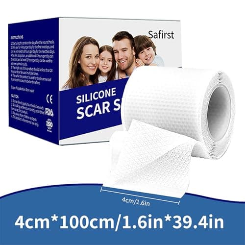 Silicone Scar Sheets 1.6"x39.4" Roll-1M Scars Removal Treatment Medical Grade Silicone Scar Tape for Skin Resuable Strip for Tummy Tuck,Incision,Keloid,C-Section,Burn,Acne Scars(white) view 2