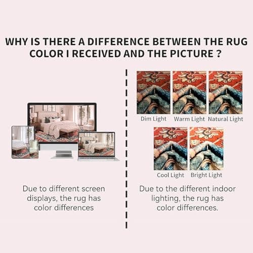 YJ.GWL Area Rugs for Living Room 4x6 Machine Washable Rugs for Bedroom, Non Slip Floral Vintage Rug Indoor Carpet, Stain Resistant Throw Rug for Dining Room Kitchen, Orange-Red view 5