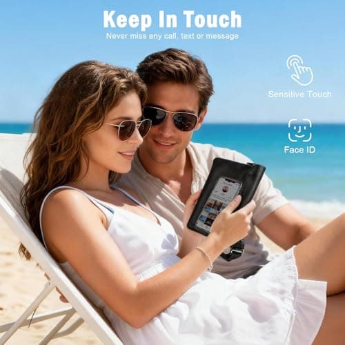 UOEPOWA Waterproof Waist Bag, Passport Wallet Tote, IPX8 Waterproof Rating, Underwater-Use Phone Pouch, TUP Dry Bag, Ideal for Diving, Swimming, Kayaking (2-Pack Set in Black) view 4