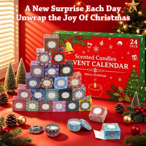 Advent Calendar 2026 for Adults – 24 Day Scented Candle Countdown Calendar | 100% Natural Soy Wax, Christmas Holiday Gift for Mom Wife Grandma Teens, Relaxation & Stress Relief Home Decor view 4