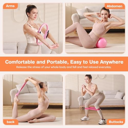 Vanlgs Pilates Kit 13Pcs Home Pilates Essentials Workout Kit with 13" Ring, 10" Ball and Resistance Bands for Women at Home Pilates Equipment Set for Beginners view 6