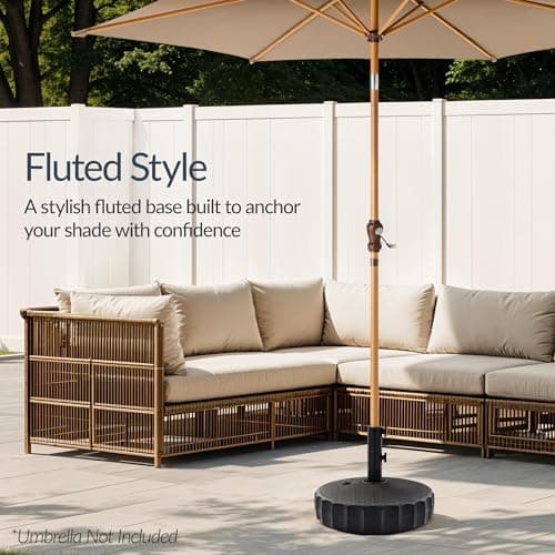 Best Choice Products Fillable Umbrella Base Stand Fluted Design Plastic Patio Umbrella Base Stand, Pole Holder for Outdoor, Lawn w/ 55lbs Weight Capacity, Adjustment Knob view 5