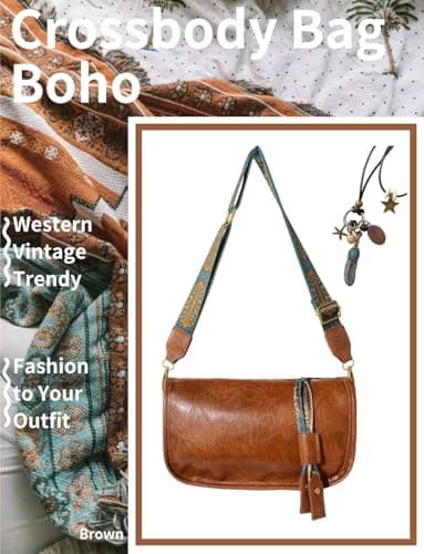Gleease Vintage Crossbody Bag Western Bag Boho Purses For Women Leather Zipper With Adjustable Strap Shoulder Bag view 2