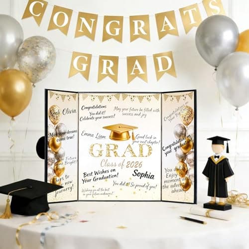 Black and Gold Graduation Party Decorations Class of 2026 - Extra Large 22" x 14" Graduation Guest Book to Sign Signature Board for Graduation Gifts Congrats Grad Party Favors Supplies Decor Keepsake view 2