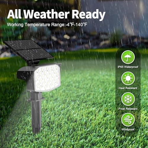 MinPea Solar Spot Lights Outdoor, [27 LED/2 Pack] Adjustable Solar Lights Outdoor Waterproof IP65, Solar Powered Landscape Spotlights 3 Lighting Modes for Yard Garden Outside(Cool White) view 5