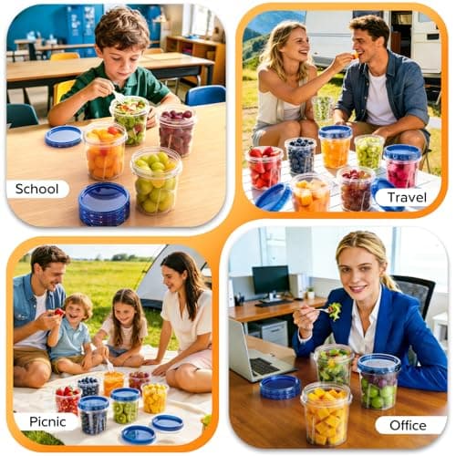 HOMETALL Freezer Storage Containers, [6 Pack- 33/24/17 OZ] Airtight Plastic Food Storage Containers with Twist Top Lids, Soup, Meal Prep Containers | BPA Free | Stackable | Leakproof | Microwave Safe view 6