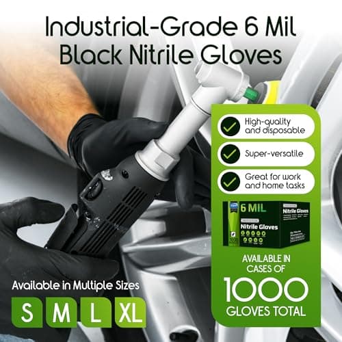Inspire HEAVY DUTY ORIGINAL Stretch Nitrile Black Gloves Disposable Latex Free | Food, Mechanic, 6mil Black or 8 Mil Orange view 2