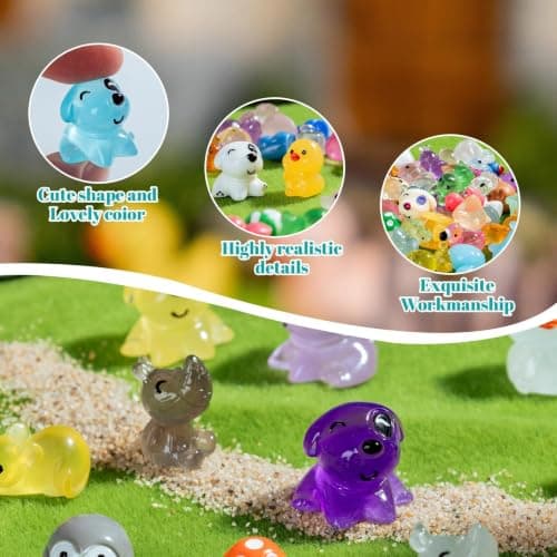 130 Pcs 50 Styles Mini Resin Figures ， Solid Color & Glow in The Dark view 4
