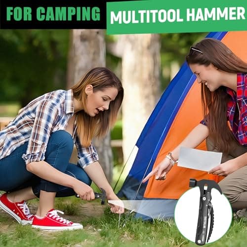 DETDLIB12-in-1 Multitool Hammer, Birthday Gifts for Men, Essential for Camping, Hiking, Cool Gadget, Gifts for Men. Women, Dad, Him, Husband, Father, Mechanic, Boyfriend, Black view 5
