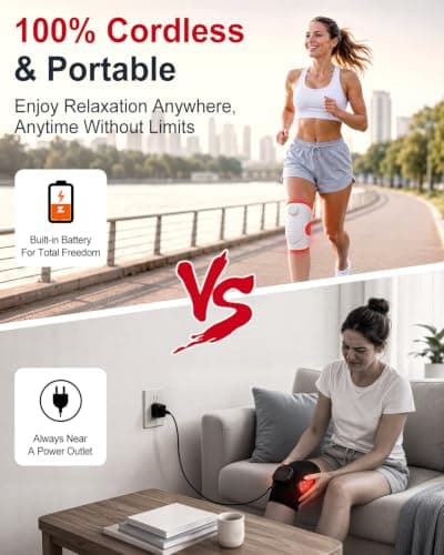 Red Light Therapy Knee Brace, Wireless Silicone Knee Wrap with 660nm 850nm Infrared Light, 5000mAh Electric Heated Knee Wrap for Knee Joint Elbow, Gifts for Women Men view 6