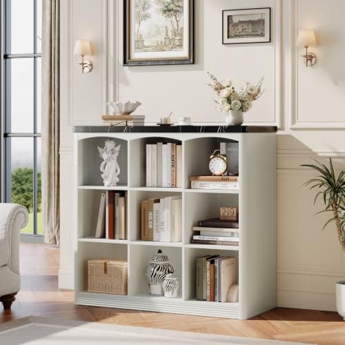 RECHHX White Book Shelf, 9 Cube Storage Organizer, Wooden Bookcase Shelf view 6