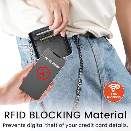 furid Genuine Leather Wallet Chains for Men: Wallet Chain with Card Holder - RFID Trifold Wallets with Anti Theft Chain - Gifts for Father Husband for Birthday Anniversary view 4