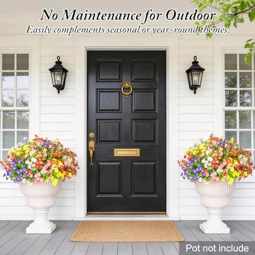 Trepcrow Artificial Flowers for Outdoor, UV Resistant Realistic Fake Wild Flowers No Fade – Faux Decoration for Outside Planter Beds, Window Box, Hanging Baskets, Garden Pots, Porch, Vase (18 Bundles view 5