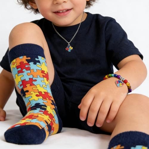 ZVUZVO Autism Awareness Socks Puzzle Pieces Set - Autism Awareness Gifts view 4