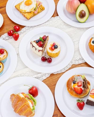 PULOTE 100PCS White Plastic Plates - 10 Inch Heavy Duty White Dinner Plates Disposable for Party & Wedding view 2