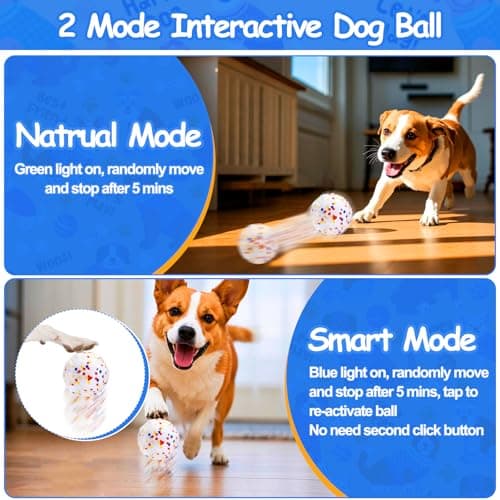 Mity rain Interactive Dog Toys - E-TPU Bouncy Ball for Small Medium Large Puppy Pet, Moving Balls for Dogs Enrichment, Motion Activated Toys that Keep Them Busy & Move on Its Own White view 2