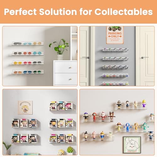 upsimples Acrylic Shelves for Bathroom Storage, 15" Floating Shelves Wall Organizer for Perfume, Make up, Skincare, Kids Bookshelf for Bedroom, Nursery, Living Room Decor, Clear, 4 Pack view 5