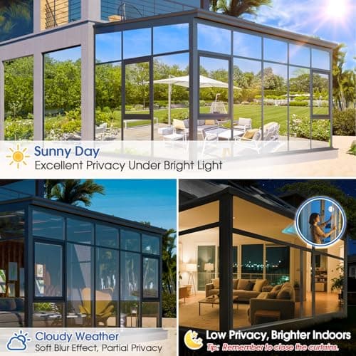 One Way Privacy Window Film,Sun Blocking Window Film with 3 Tools, Heat & UV Blocking Window Tint Film for Home, Easy Install DIY Office Window Covering See Out Not in (17.5 x 78.7 Inch, Black) view 3