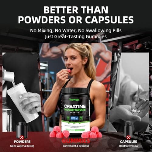 Creatine Gummies NSF Certified for Men & Women, 5000 MG Creatine Monohydrate Gummies for Muscle Growth, Strength & Energy Support - Sugar Free, Vegan, Strawberry Flavor, 135 Count Creatine Gummy view 6