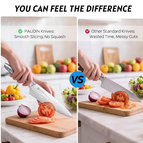 PAUDIN 14-Piece Knife Block Set with Sharpener, Cooking Gifts view 5