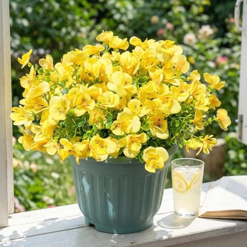 trytuny Artificial Flowers for Outdoor, Realistic Faux Plants for Outside Indoor Porch Patio Window Box Planter Home Decor (12pcs -Yellow) — image 1