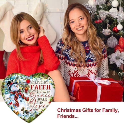 Snowman Christmas Ornaments 2025, Ceramic Snowman Ornaments for Christmas Tree - Live by Faith, Grow in Grace, Walk in Love, Religious Christian Ornament Gift for Family Friends view 5