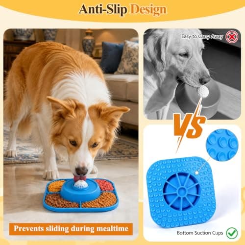 Slow Feeder Dog Bowls 3-in-1 & Lick Mat & Anti-Choking Rolling Ball view 4