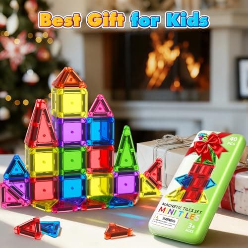 40PCS Mini Magnetic Tiles Toddler Travel Essentials Toys with Case Set, Magnetic Building Blocks Kids Games, Montessori Preschool Education Sensory Toys for 3 4 5 Year Old Boys Girls Birthday Gifts view 5