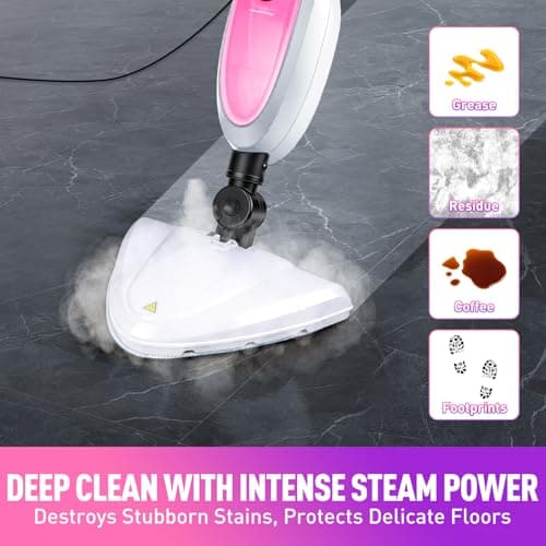 Steam Mop & Detachable Handheld Steamer 2-in-1 Design, 20s Fast Heat-Up, 16FT Power Cord, 10-in-1 Multi-Purpose Steam Cleaner for Hardwood Floors/Carpet/Tile/Grout/Window/Stove for Deep Home Cleaning view 2