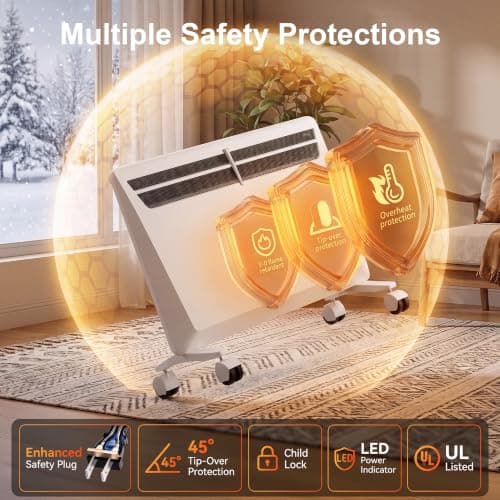 1500W Convection Heater, Space Heater Large Room, Electric Space Heater with Thermostat, Wall Mount/Stand,Tip-over/Overheat Protection,Wifi,Remote,24H Timer,Child Lock,Porcelain White view 6