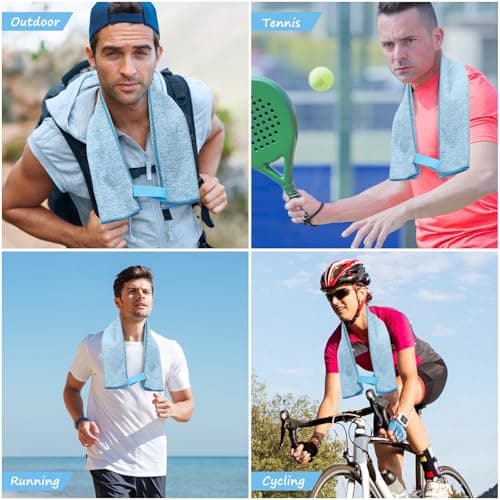 KISS QUEEN 3 Pack Microfiber Gym Towel Quick Dry Sweat Towels Women Men Lightweight Running Cycling Fitness Hiking Tennis Exercise Outdoor Sports Towel(3 Pack(Blue)) view 7