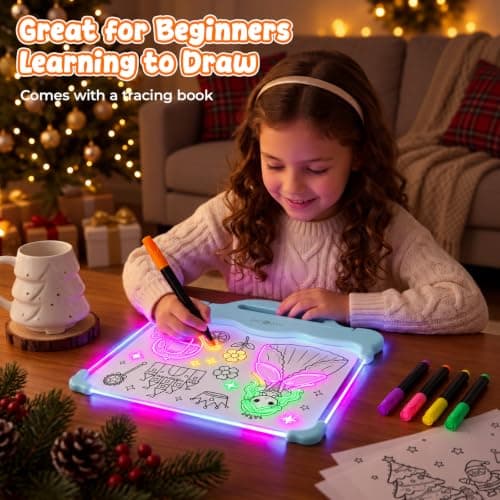LED Drawing Board for Kids, Birthday & Christmas Gift Idea for Girls & Boys | HTVRONT 16" Rechargeable Doodle Glow, Detachable Panel, 13 Light Effects, Halloween Toys for Kids, Toys for Girls Age 4-12 view 4