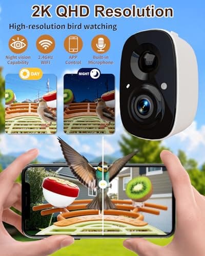 Bird Feeder with Camera, 2K HD Camera Birds Feeder with AI Recognition, Solar Powered Birdfeeder Cam with Night Vision, IP65 Outdoor Backyard Birds Watching, Gift for Bird Lovers – Light Green view 3