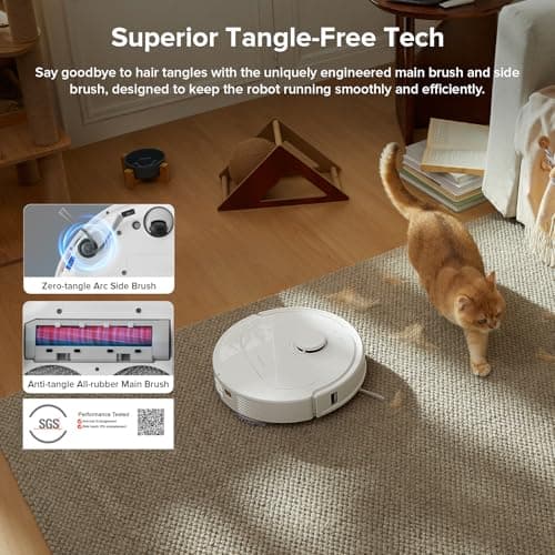roborock Qrevo Series Robot Vacuum and Mop, 8000Pa Suction, Upgraded from Qrevo S, Anti-Tangle Brush, Smart Obstacle Avoidance, Auto Mop Washing, All-in-One Dock, 200RPM Spinning Mops, White(QV 35A) view 5